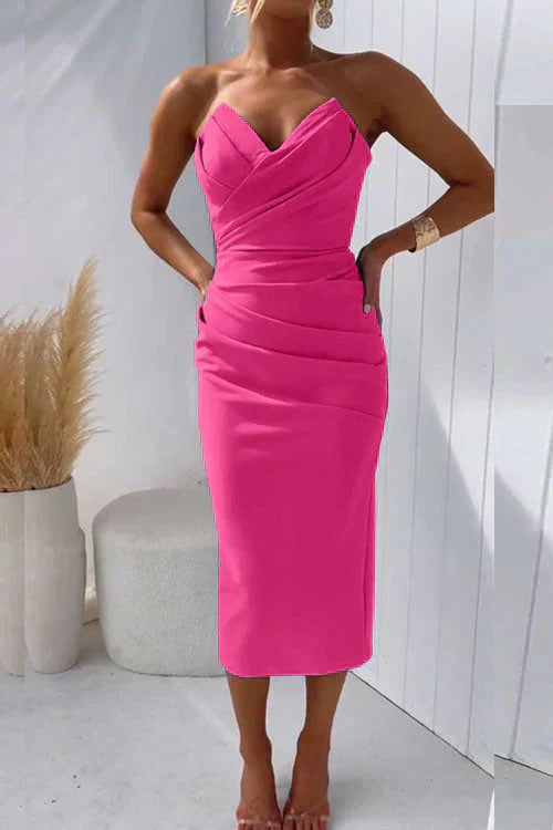 Norella – Abito Midi Drappeggiato con Scollo a Cuore