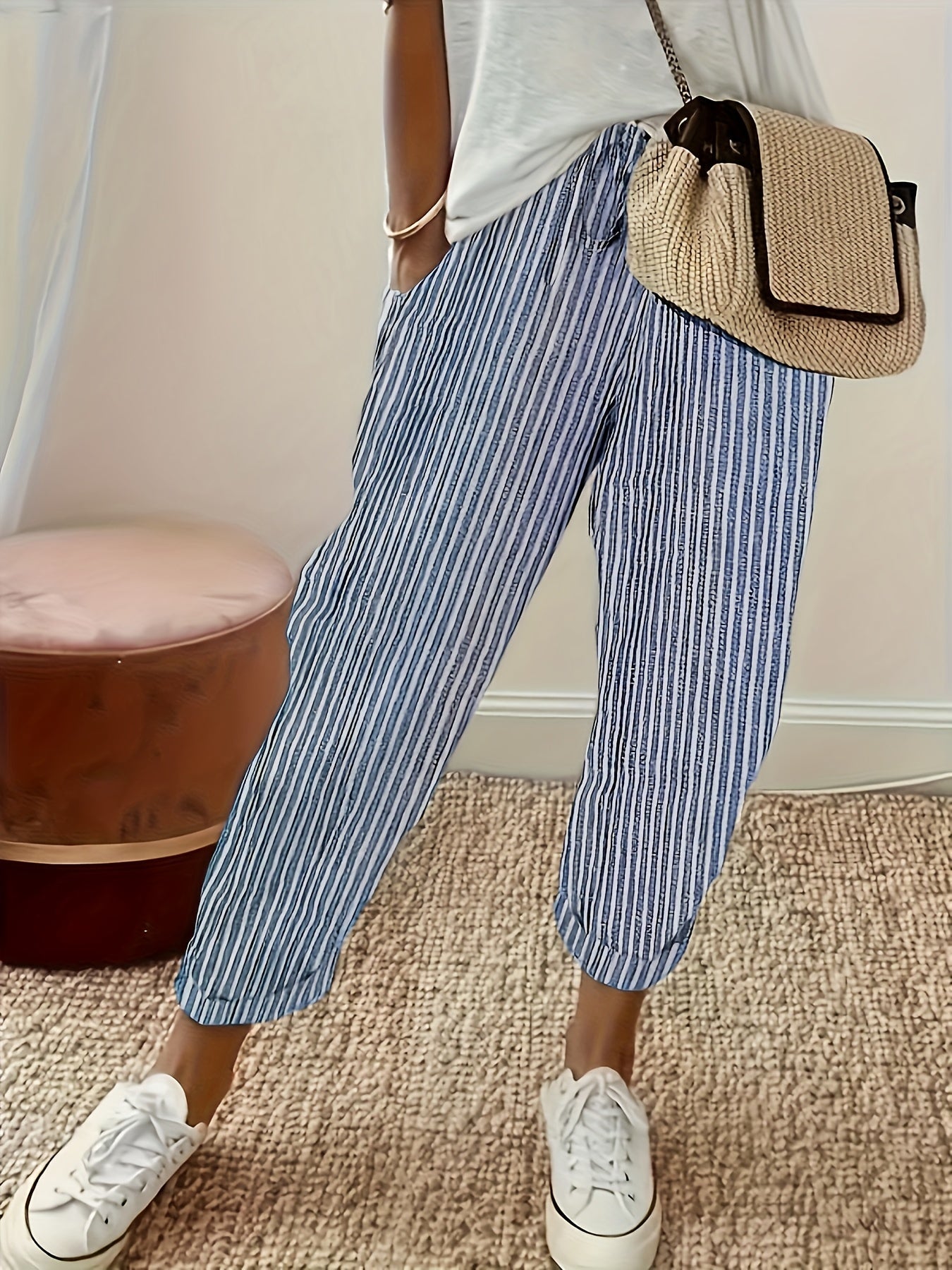 VITTORIA COMO | PANTALONI LARGHI A RIGHE DA DONNA