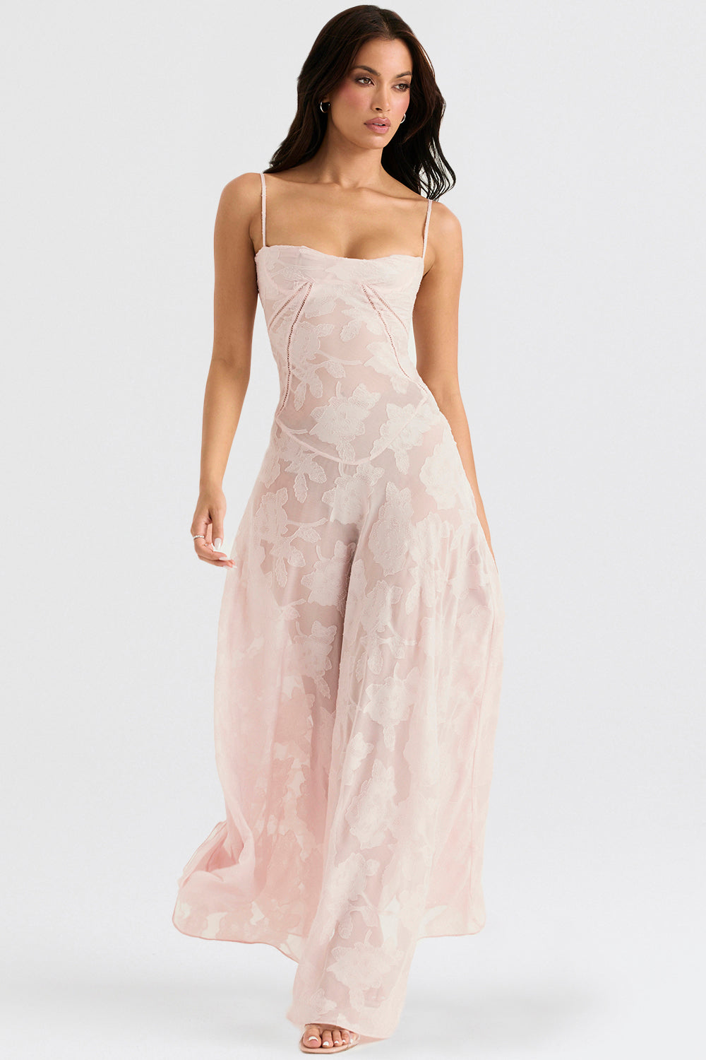 Berenice – Abito lungo in tulle con applicazioni trasparenti