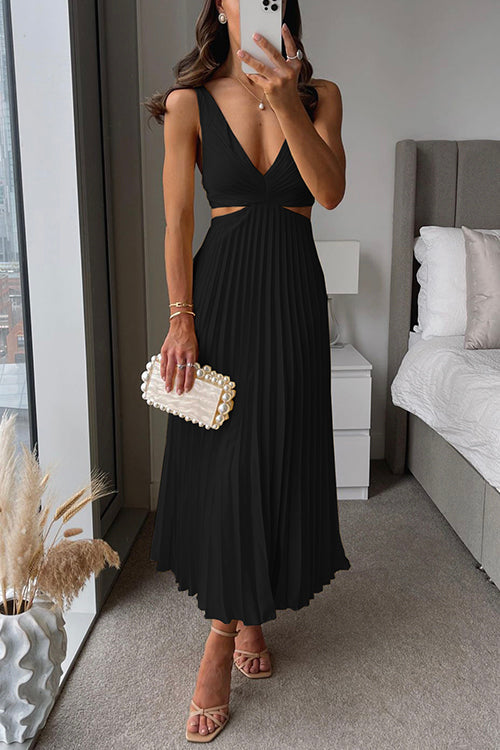 Zoe – Abito midi plissettato con cut-out e torciglione