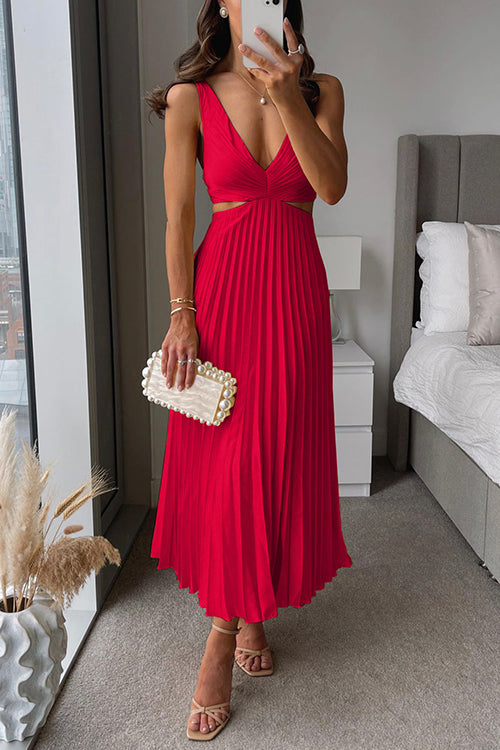 Zoe – Abito midi plissettato con cut-out e torciglione