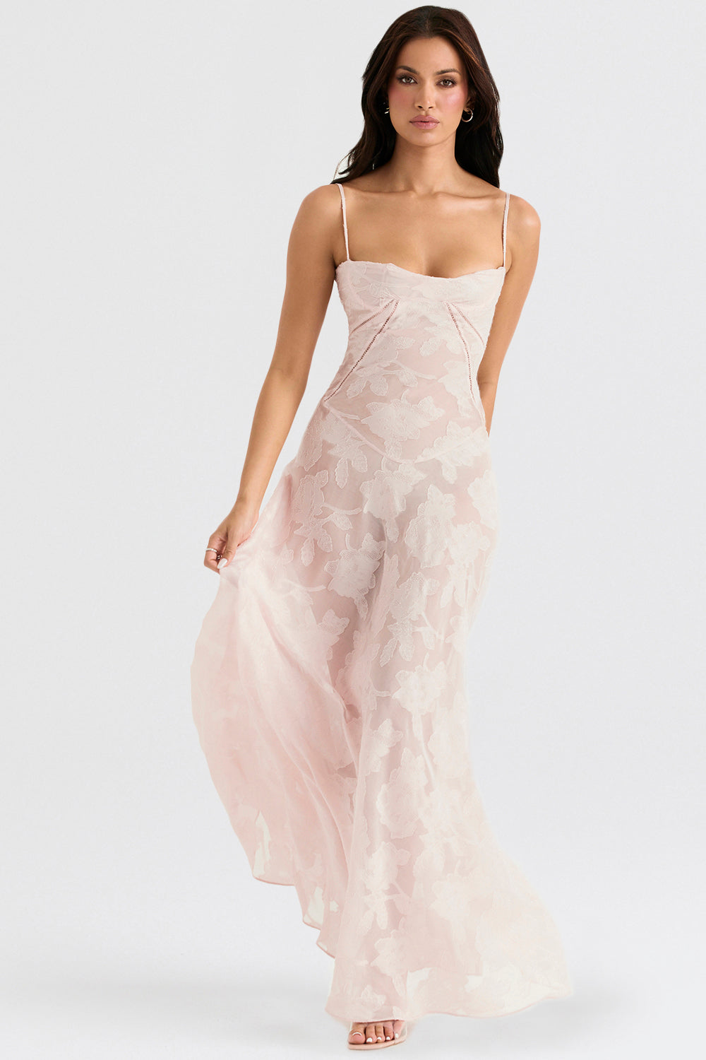 Berenice – Abito lungo in tulle con applicazioni trasparenti