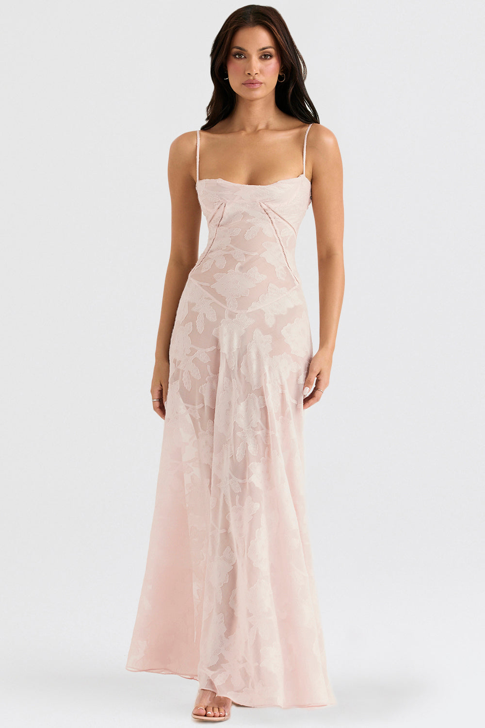 Berenice – Abito lungo in tulle con applicazioni trasparenti