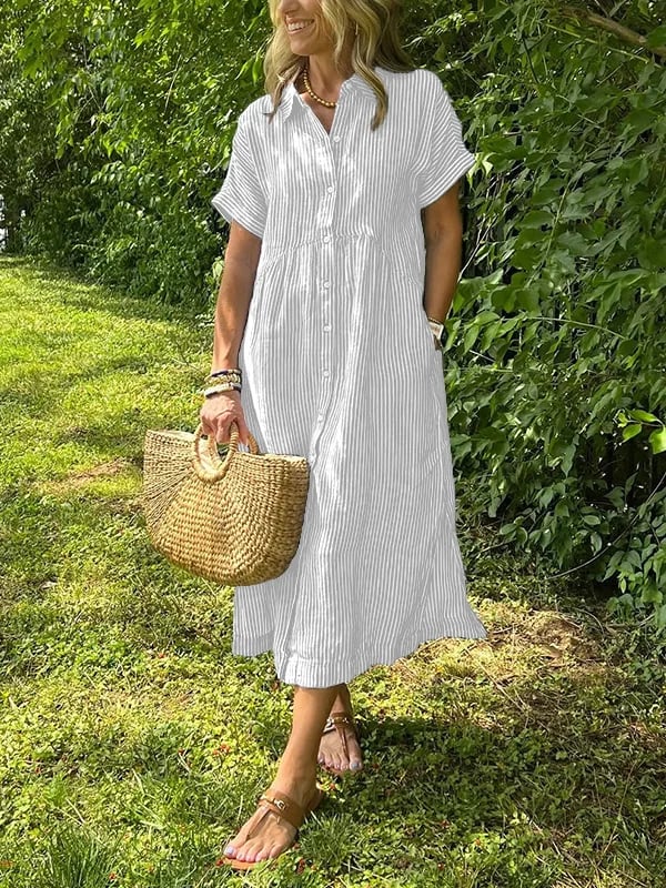 Angela – Vestito midi a camicia con bottoni