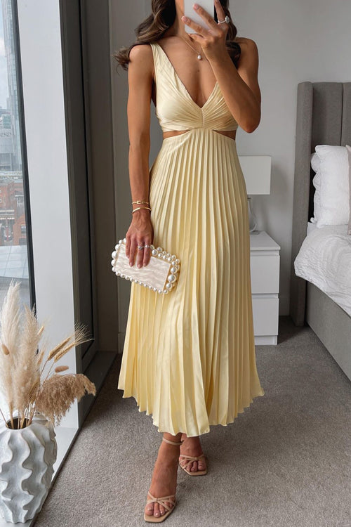 Zoe – Abito midi plissettato con cut-out e torciglione