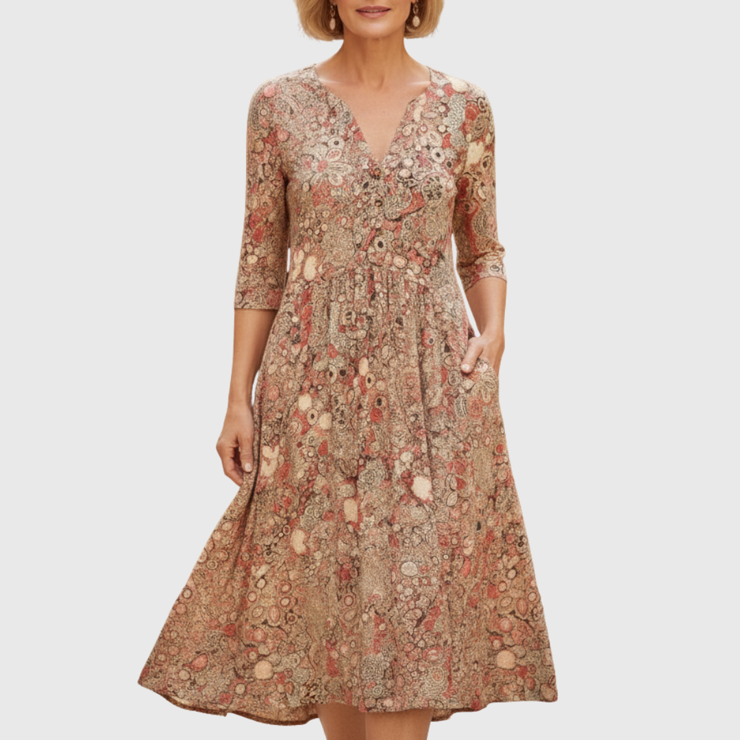VITTORIA COMO | ABITO MIDI CON SCOLLO A V PER DONNA