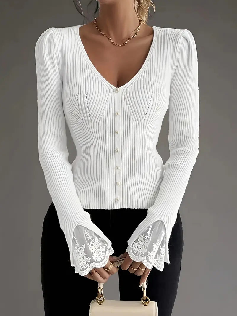 VITTORIA COMO | MAGLIONE A COSTE CON SCOLLO A V DA DONNA