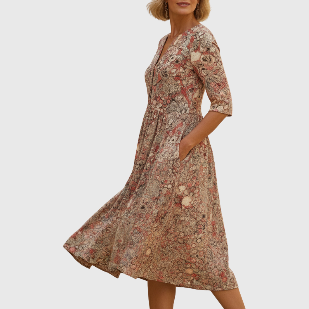 VITTORIA COMO | ABITO MIDI CON SCOLLO A V PER DONNA