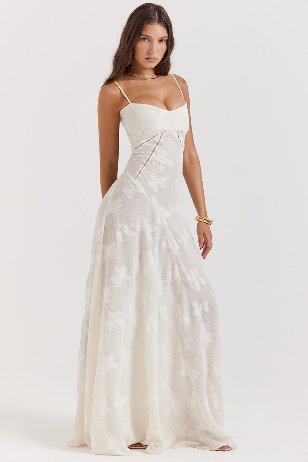 Berenice – Abito lungo in tulle con applicazioni trasparenti
