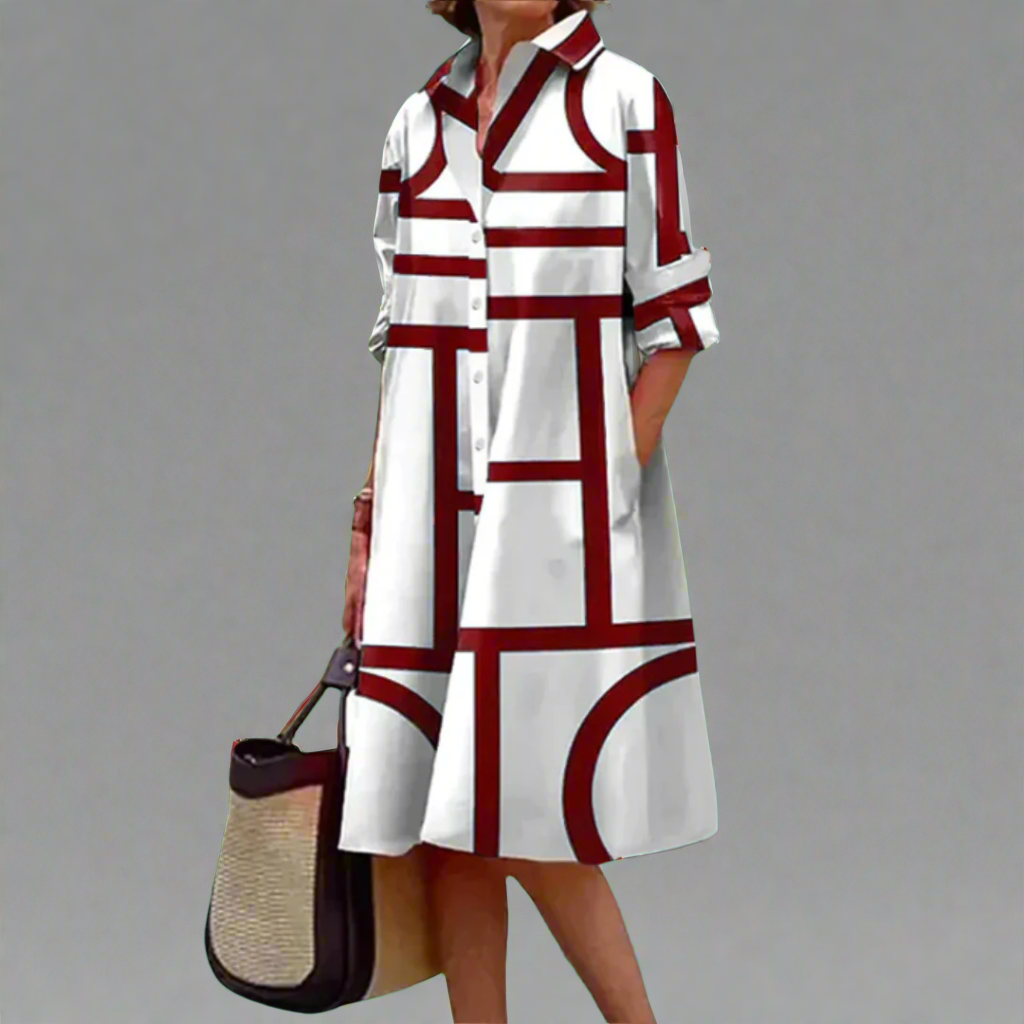 Greer - Abito da donna al ginocchio con stampa geometrica