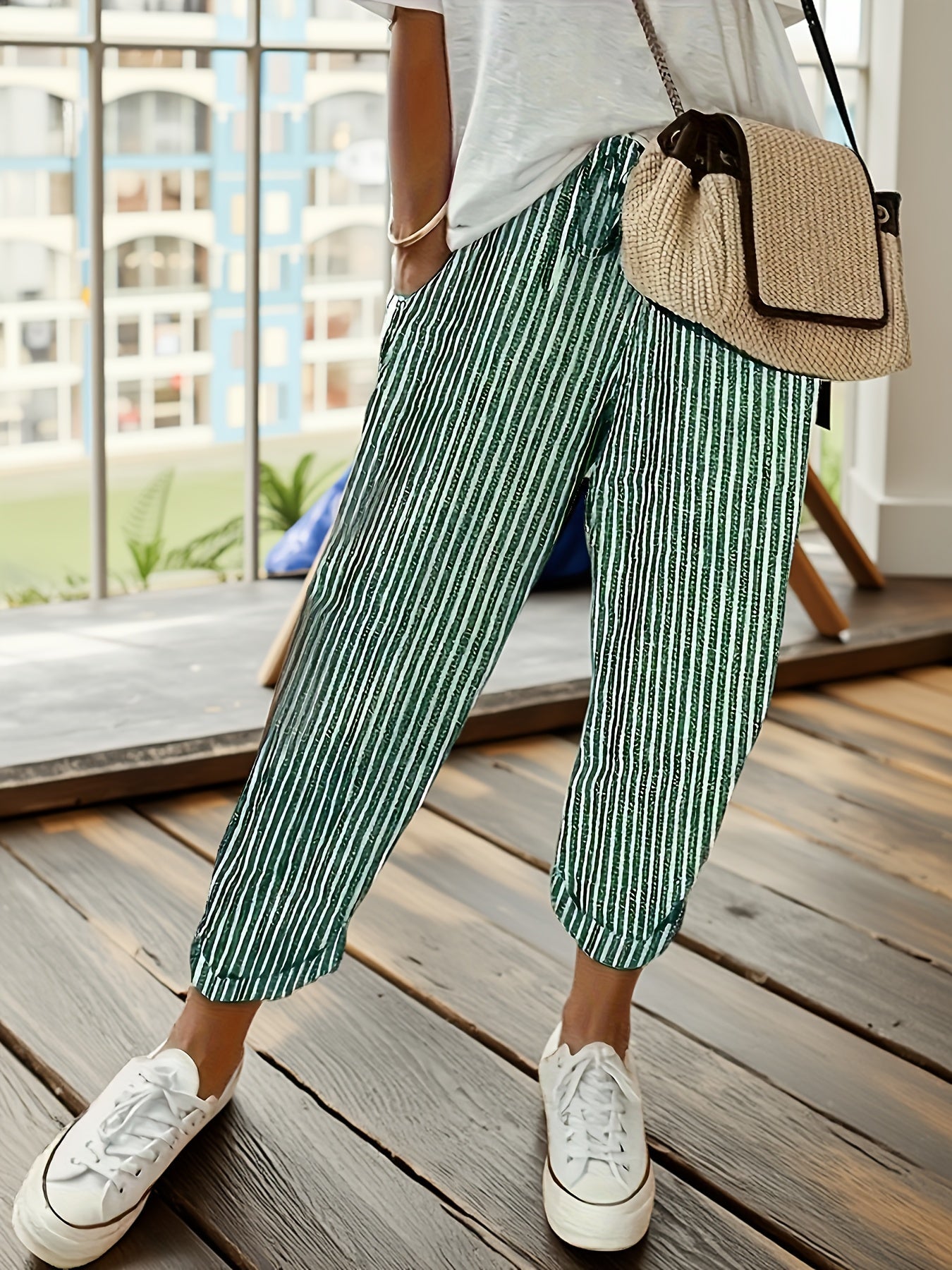 VITTORIA COMO | PANTALONI LARGHI A RIGHE DA DONNA