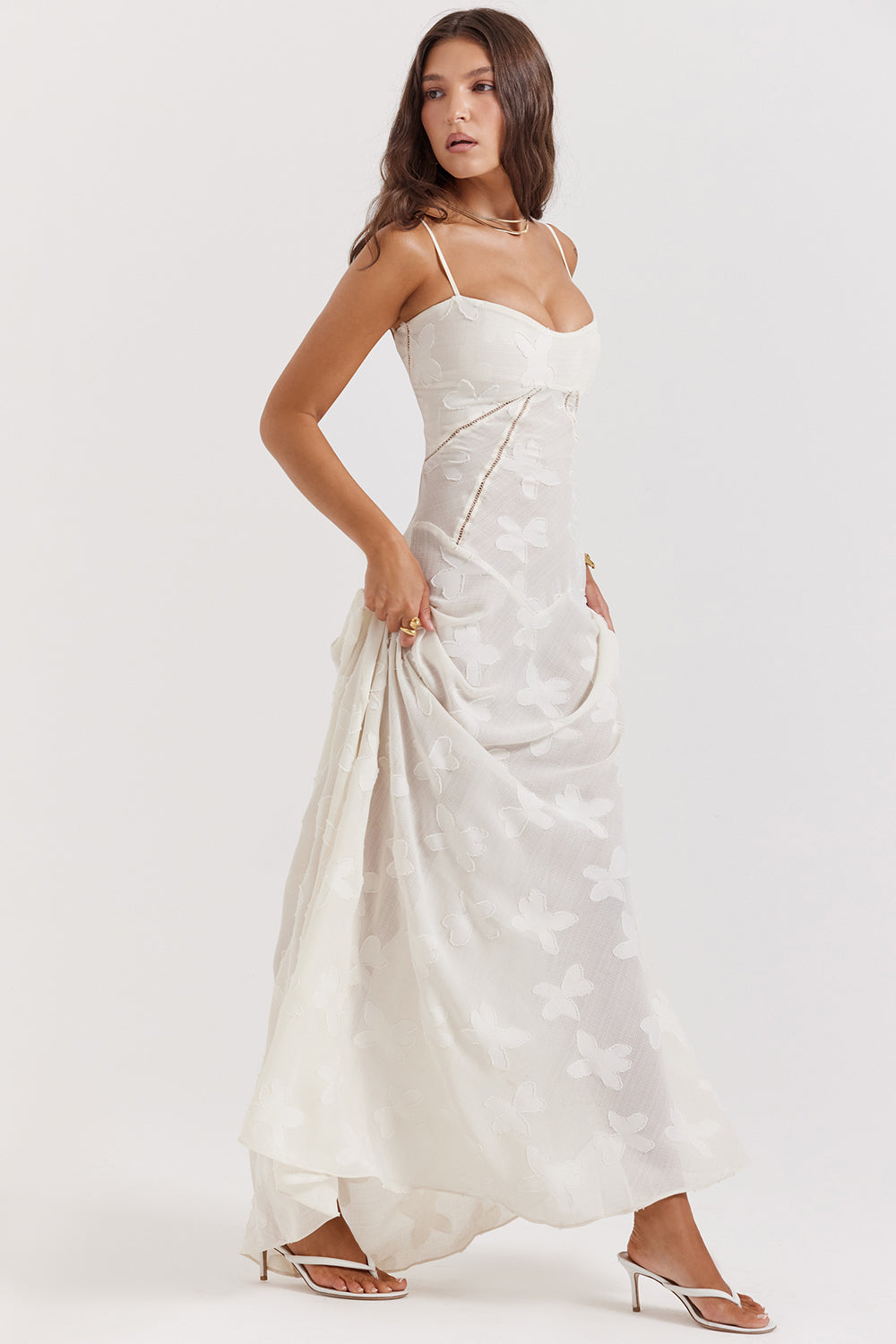 Berenice – Abito lungo in tulle con applicazioni trasparenti