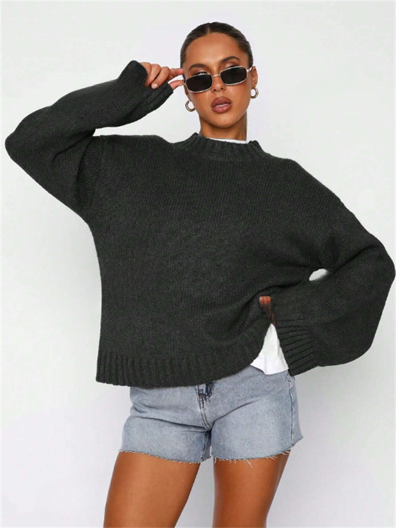 Maglione a Maniche Lunghe in Maglia