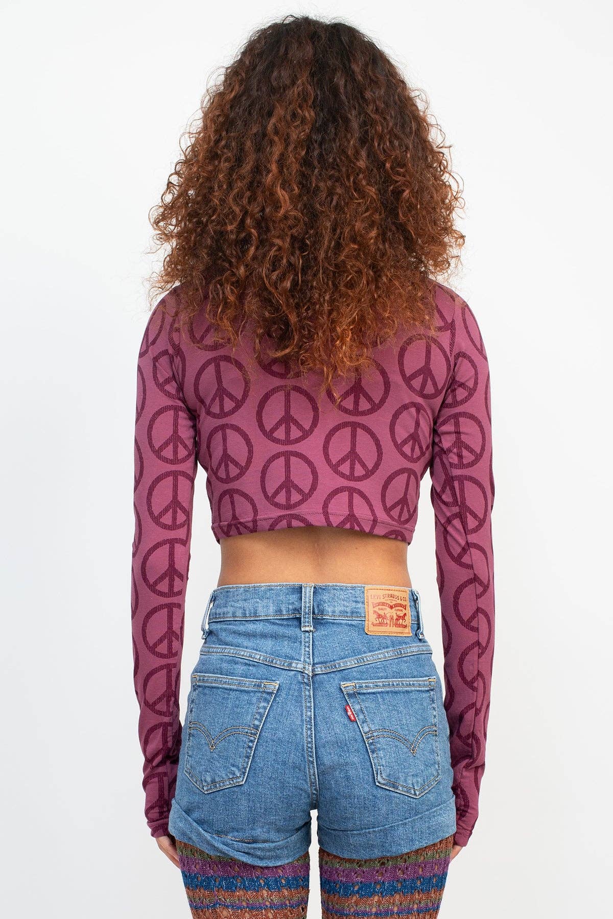 Lily – Top corto a maniche lunghe Peace Sign