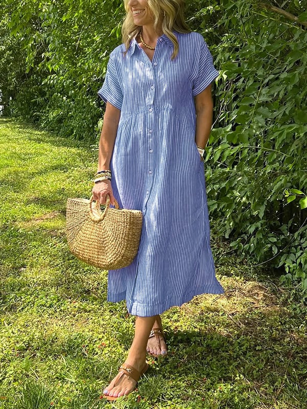 Angela – Vestito midi a camicia con bottoni