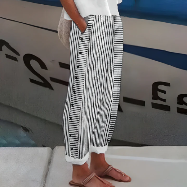 VITTORIA COMO | PANTALONI FLUIDI A RIGHE DA DONNA