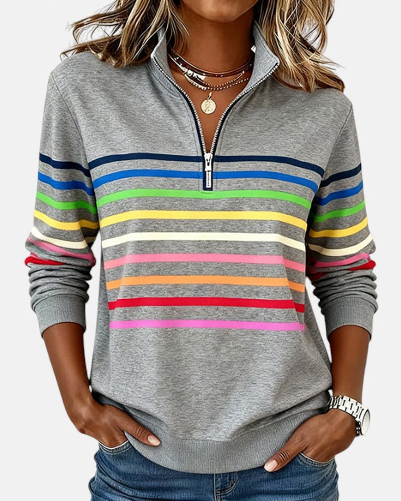 VITTORIA COMO | MAGLIONE A RIGHE CON ZIP DA DONNA