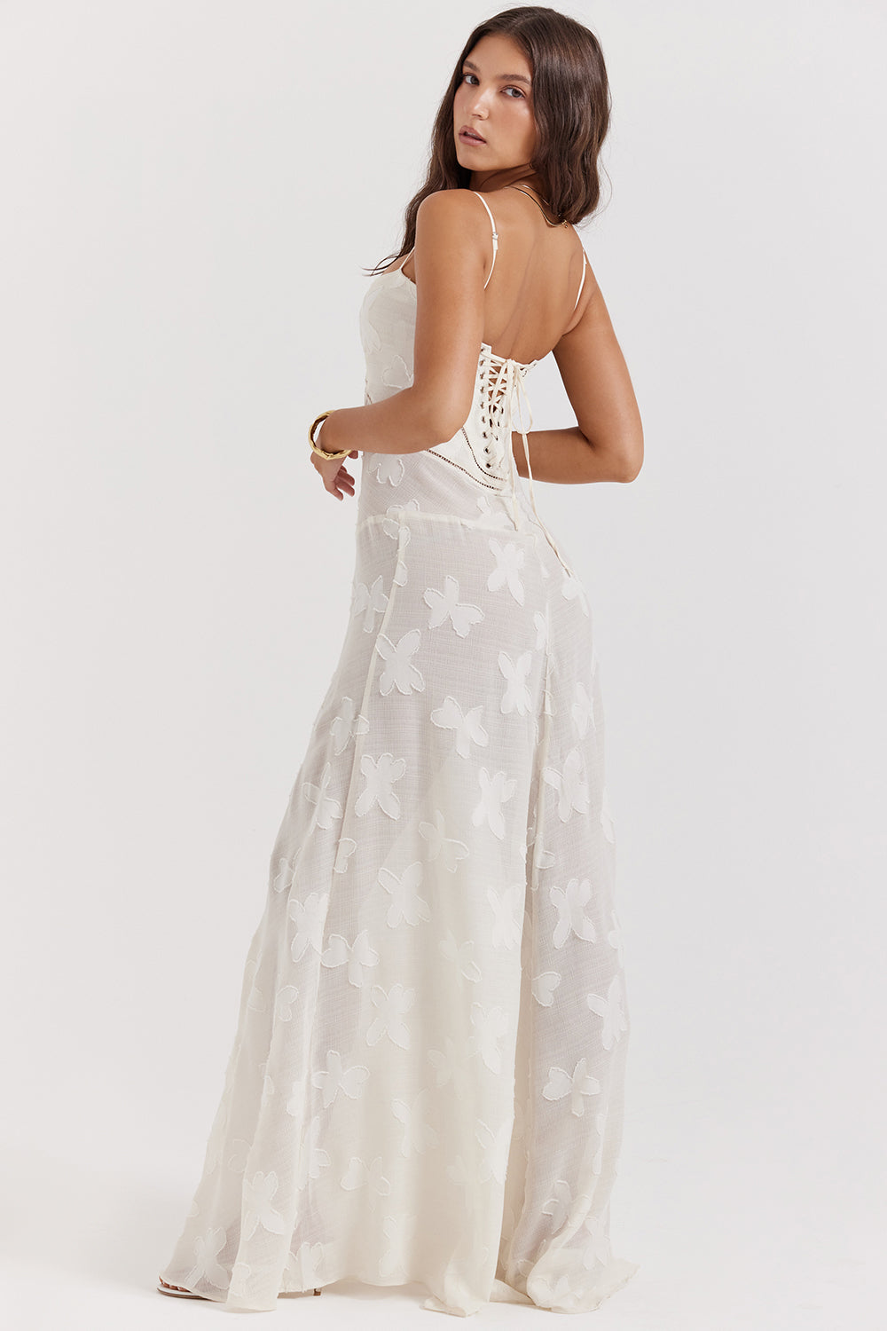 Berenice – Abito lungo in tulle con applicazioni trasparenti
