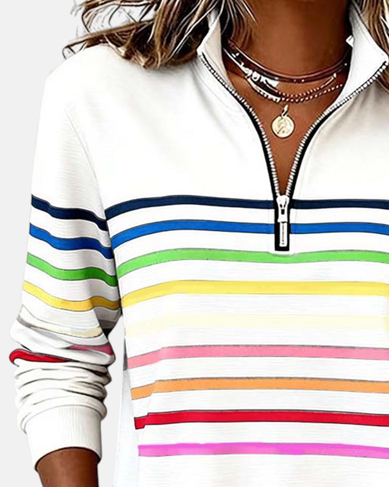 VITTORIA COMO | MAGLIONE A RIGHE CON ZIP DA DONNA