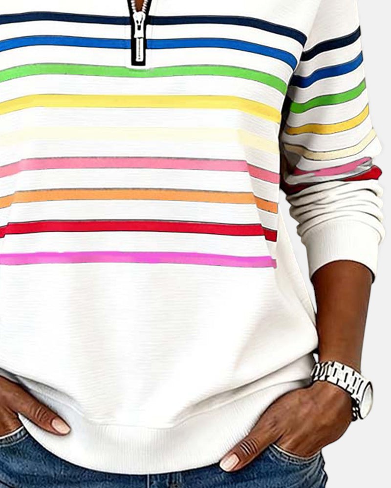 VITTORIA COMO | MAGLIONE A RIGHE CON ZIP DA DONNA