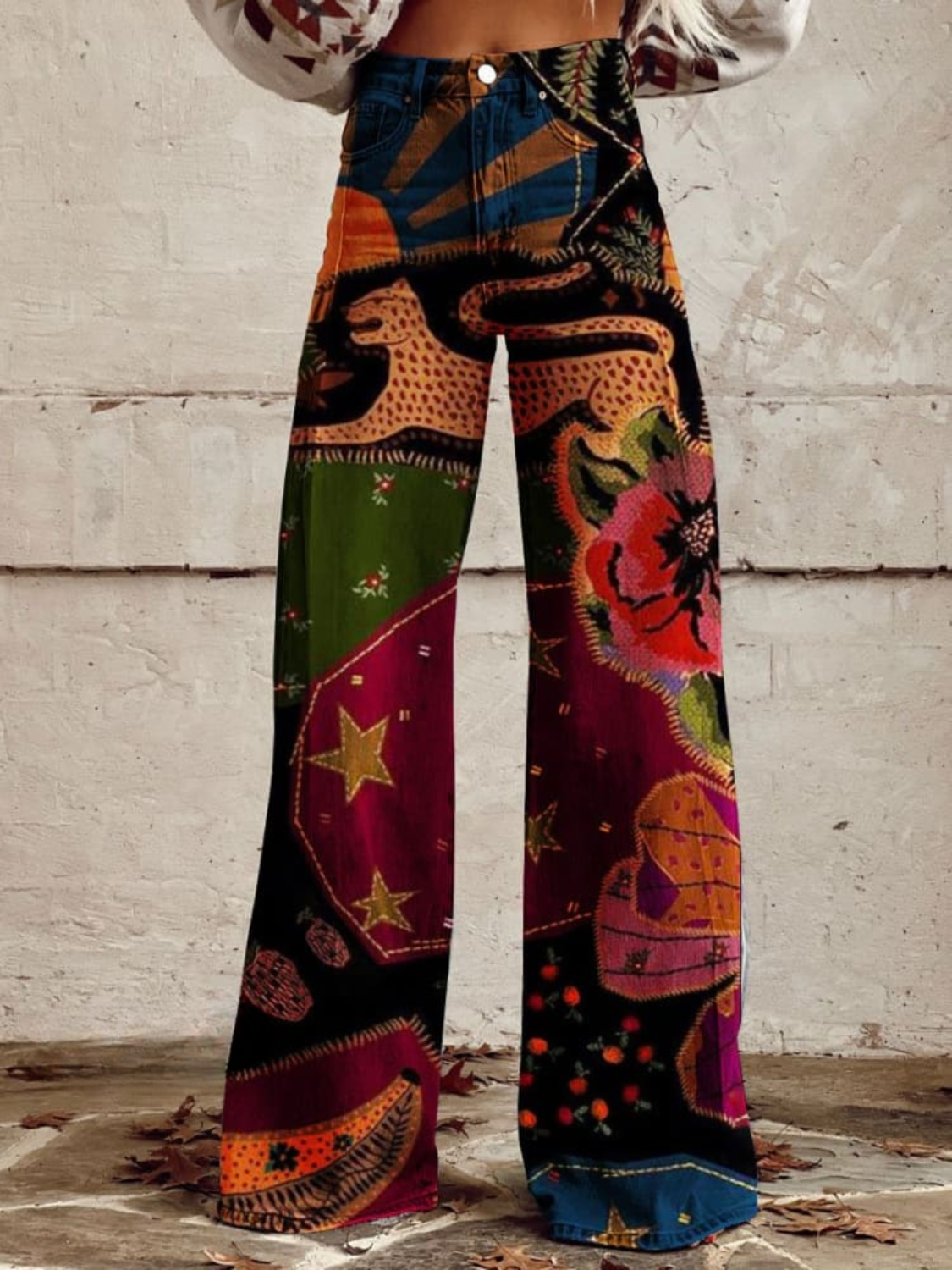 Erina – Pantaloni a gamba larga in stile boho vintage
