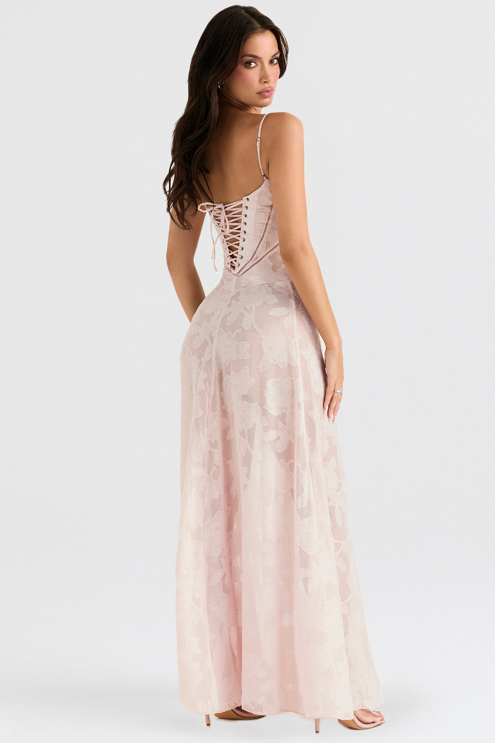 Berenice – Abito lungo in tulle con applicazioni trasparenti