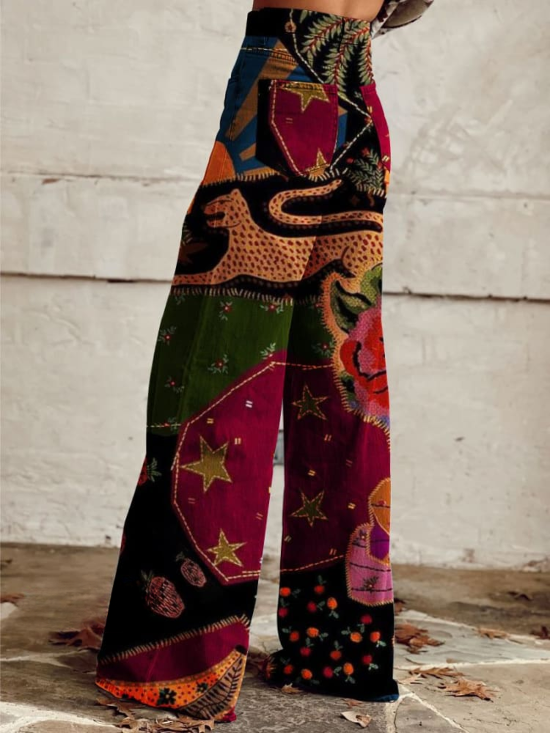Erina – Pantaloni a gamba larga in stile boho vintage