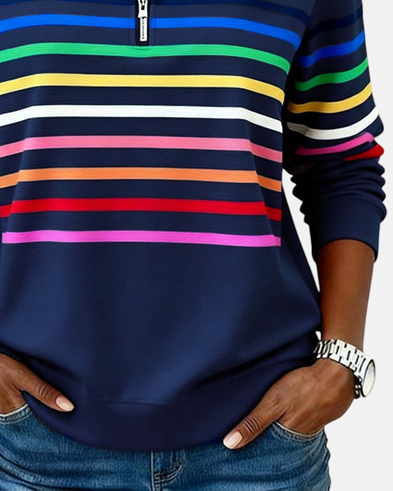VITTORIA COMO | MAGLIONE A RIGHE CON ZIP DA DONNA