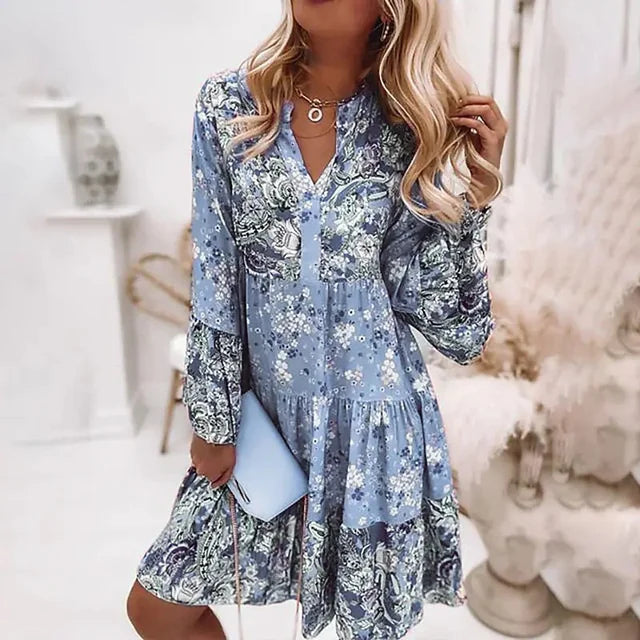 Ashley - Abito boho stampato copri pancia