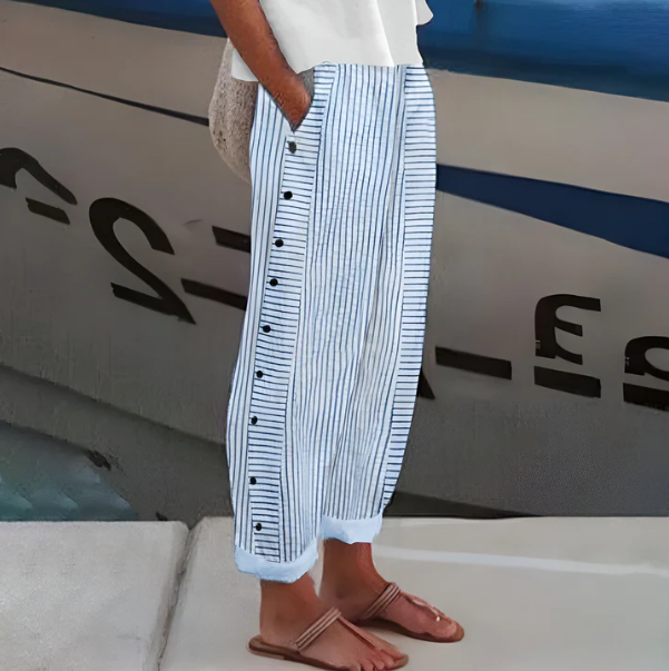 VITTORIA COMO | PANTALONI FLUIDI A RIGHE DA DONNA