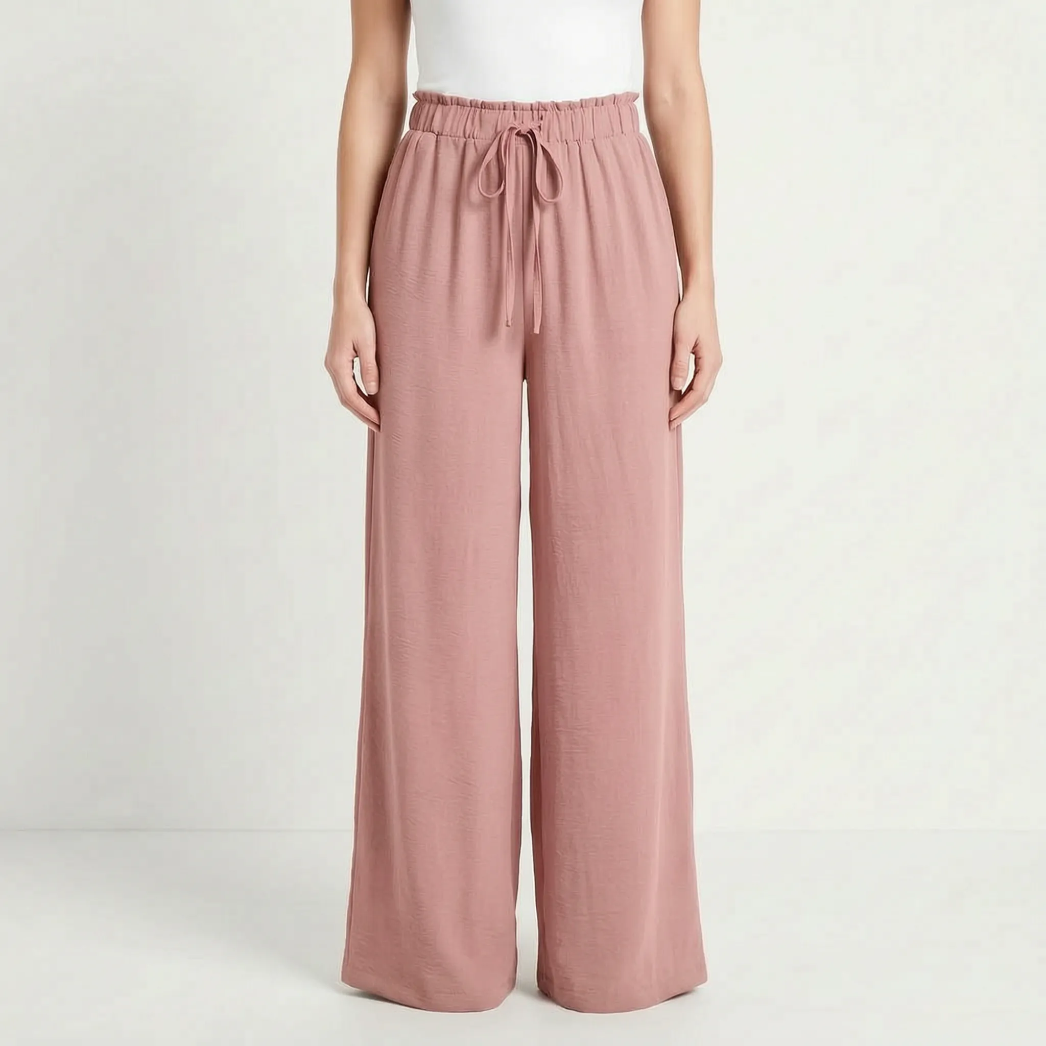 AuraFlow - Pantaloni Palazzo Eleganti Con Vita Arricciata Uscite Nel Tempo Libero