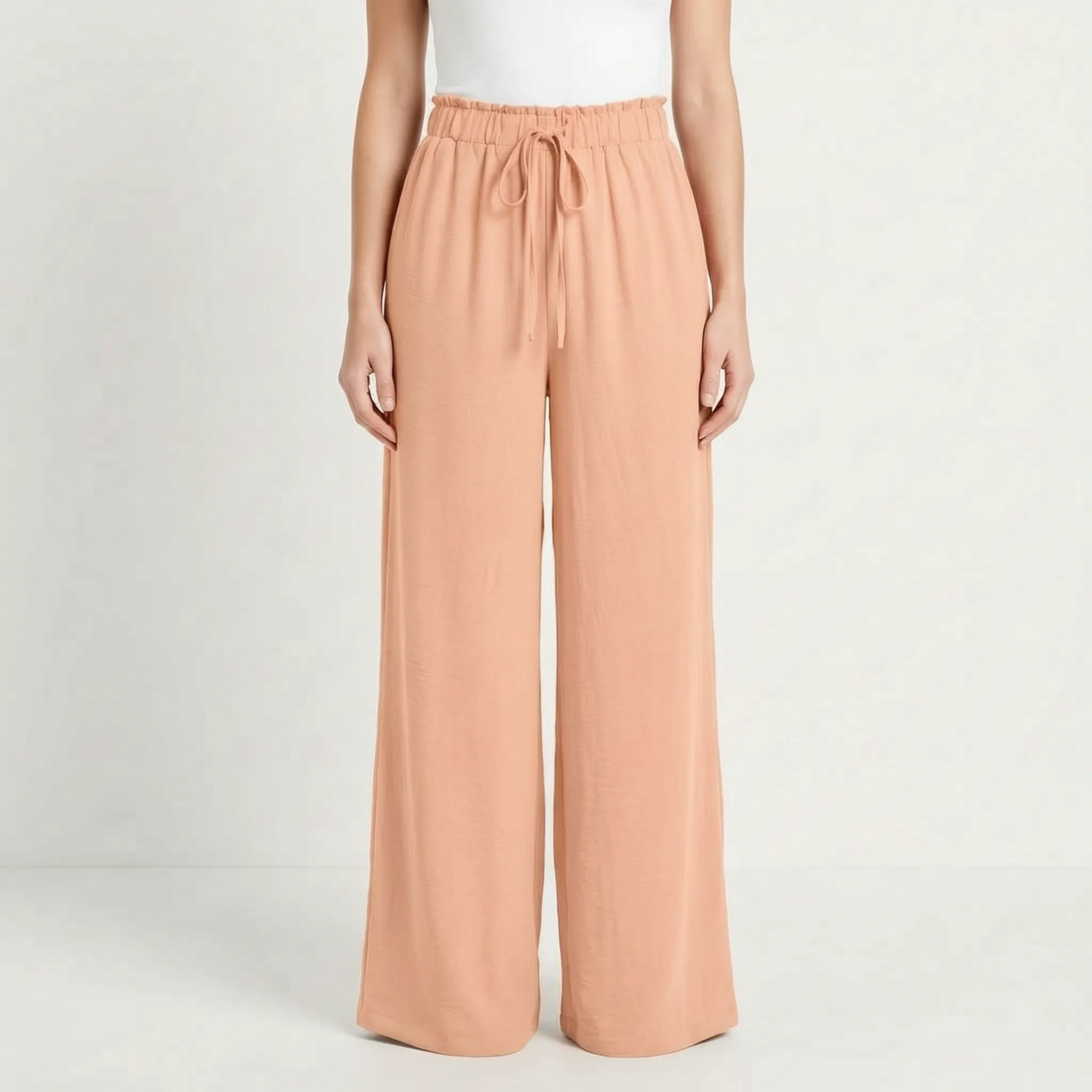 AuraFlow - Pantaloni Palazzo Eleganti Con Vita Arricciata Uscite Nel Tempo Libero