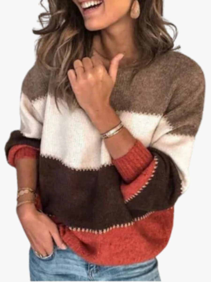 VITTORIA COMO | MAGLIONE PATCHWORK A RIGHE DA DONNA