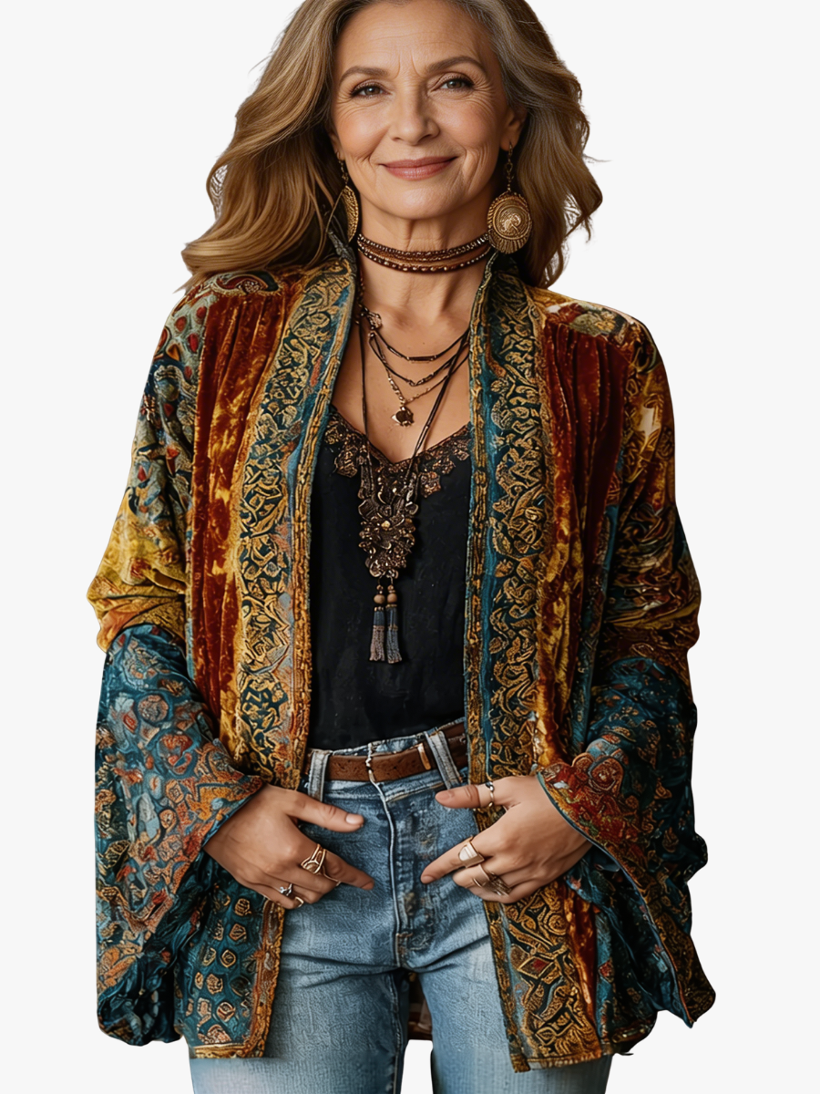 VITTORIA COMO | GIACCA BOHO IN VELLUTO DA DONNA