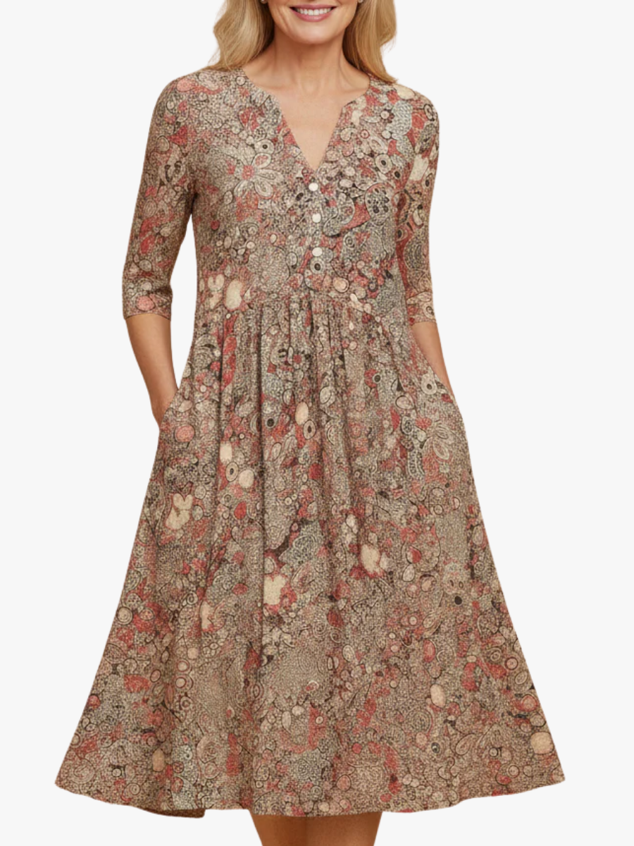 VITTORIA COMO | ABITO MIDI CON SCOLLO A V DA DONNA
