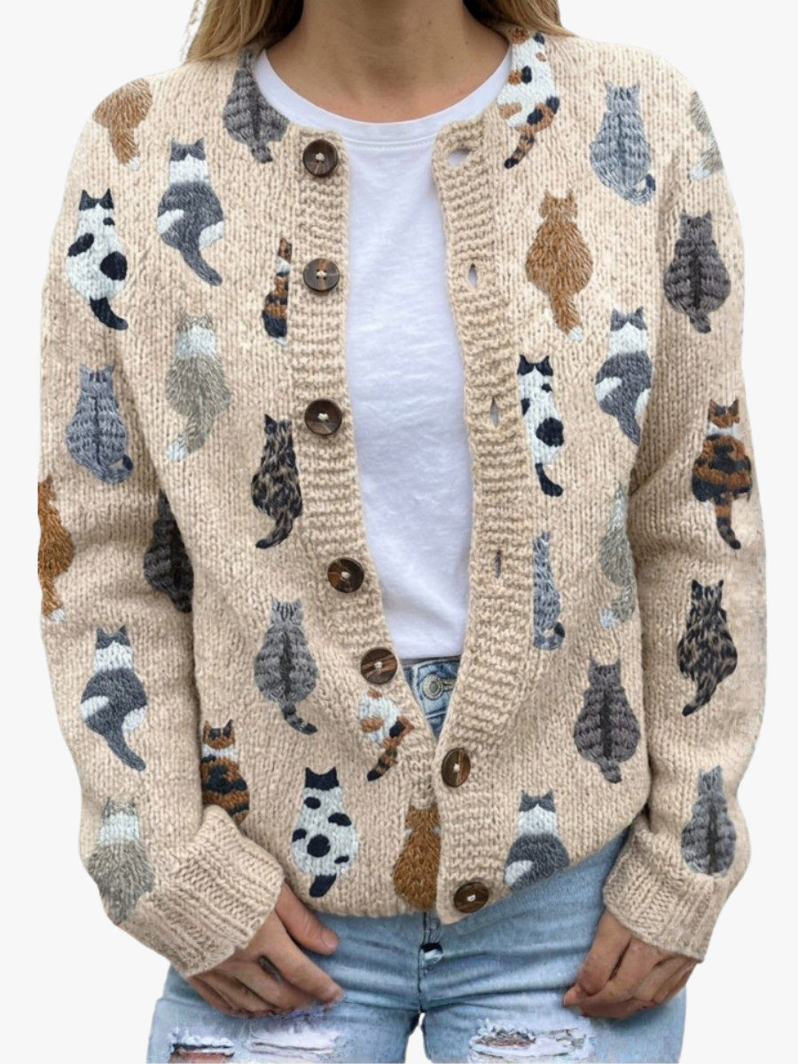 VITTORIA COMO | CARDIGAN CON MOTIVO GATTO DA DONNA