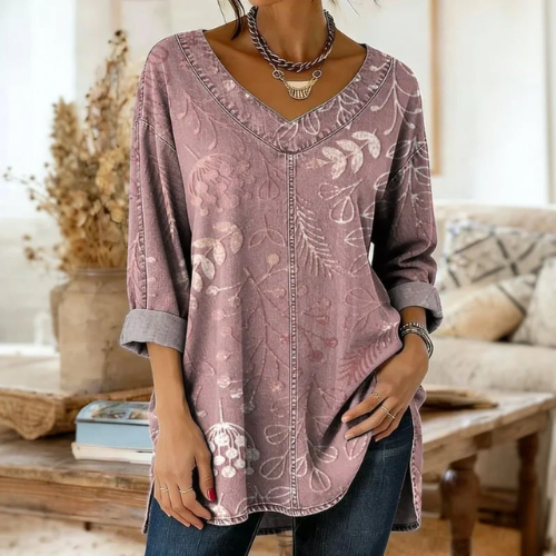VITTORIA COMO | BLUSA STAMPATA CON SCOLLO A V DA DONNA