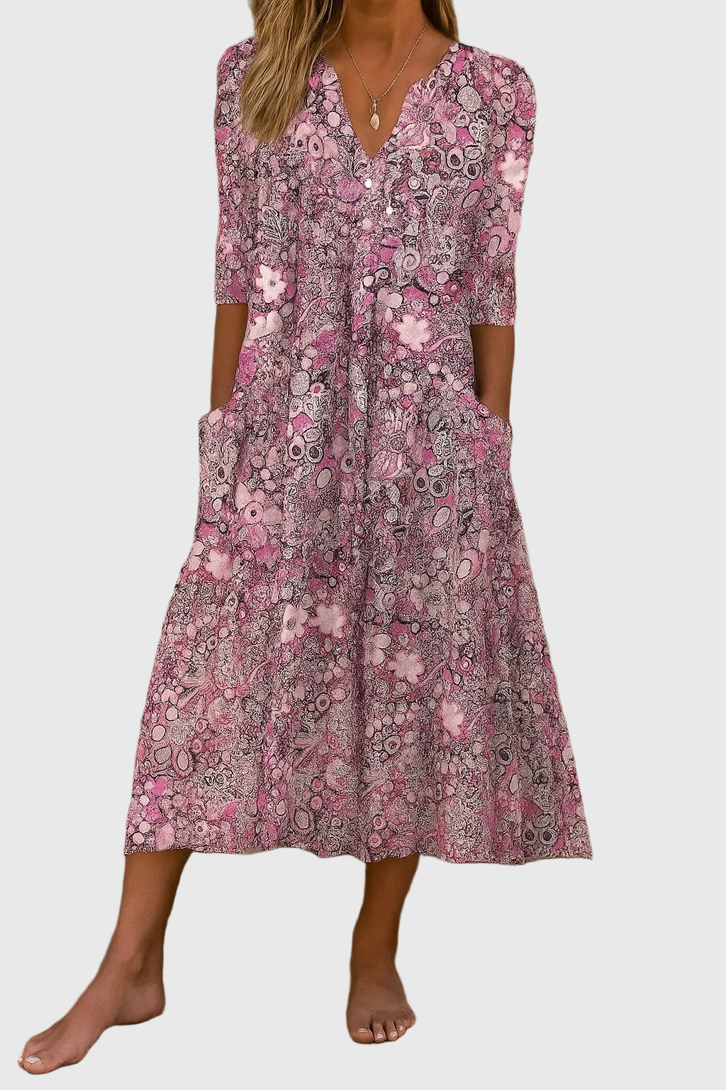 VITTORIA COMO | ABITO MIDI CON SCOLLO A V DA DONNA