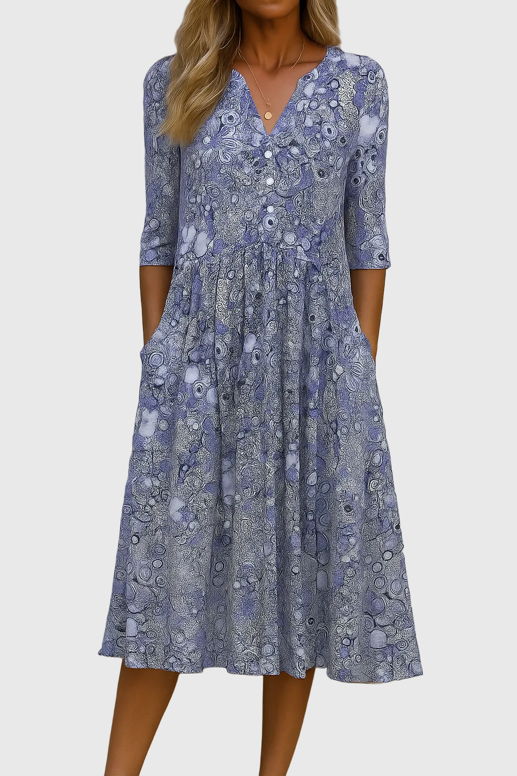 VITTORIA COMO | ABITO MIDI CON SCOLLO A V DA DONNA
