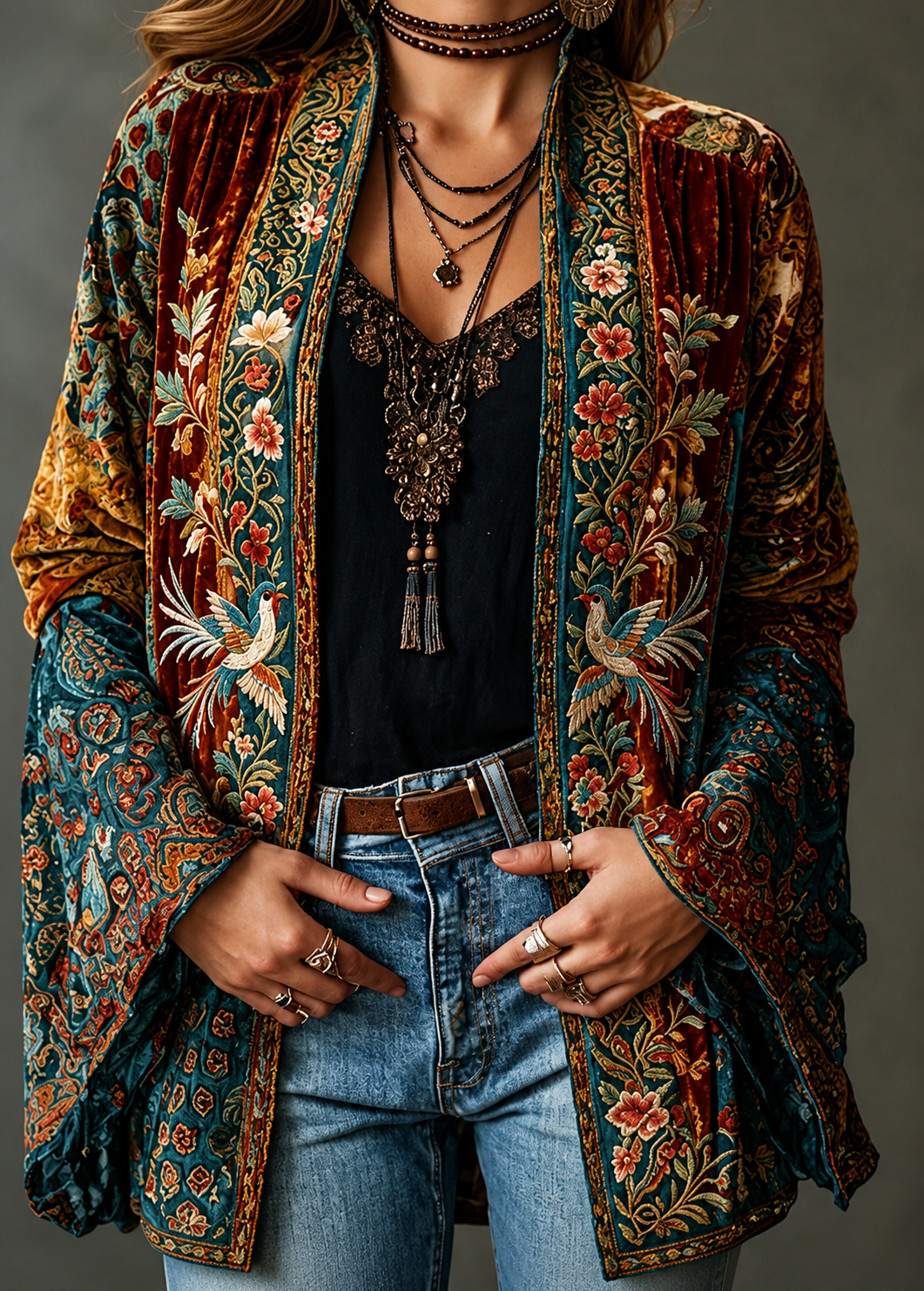 VITTORIA COMO | GIACCA BOHO IN VELLUTO DA DONNA