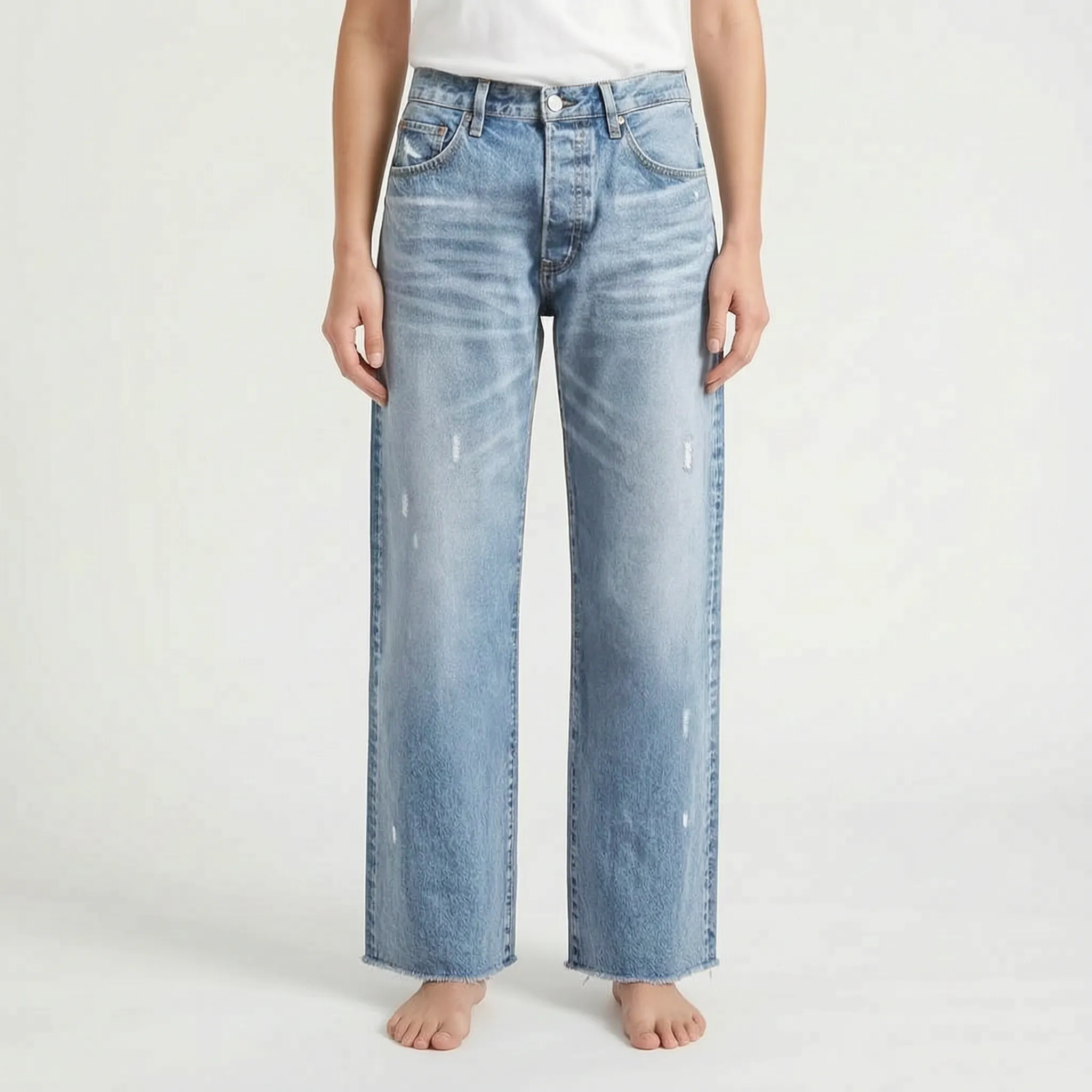 Denimara - Jeans Cropped Donna Dal Taglio Dritto Uscite Informali