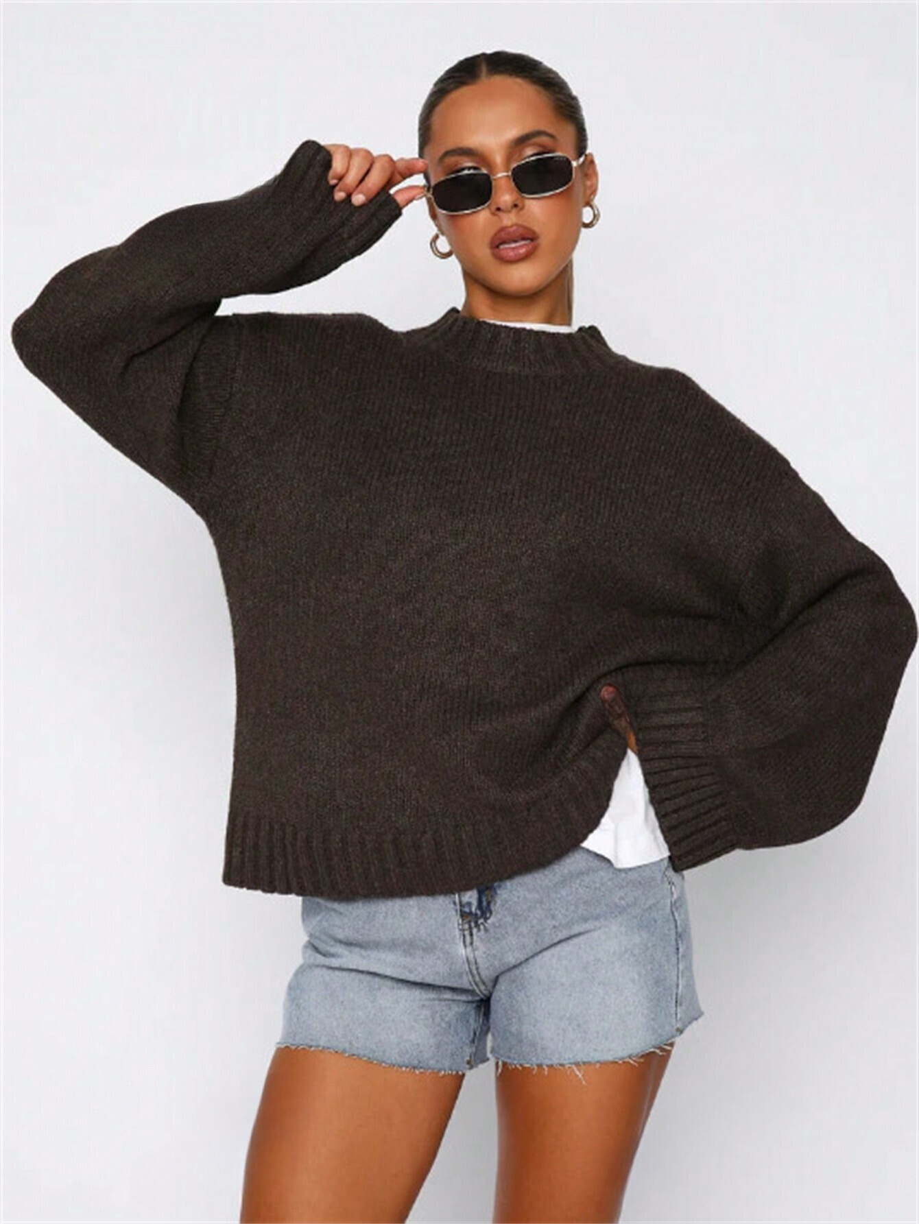 Maglione a Maniche Lunghe in Maglia