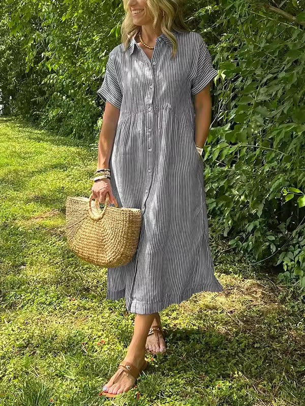 Angela – Vestito midi a camicia con bottoni