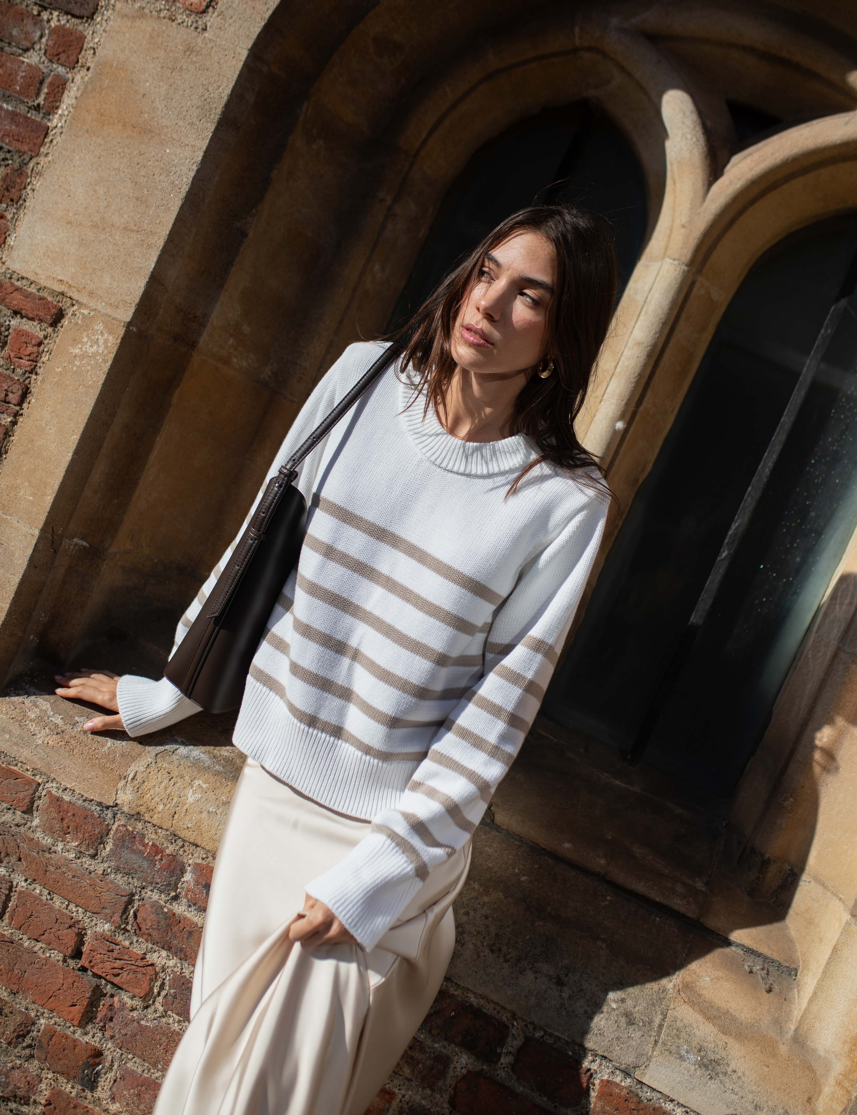 Isla - Maglione Devon: Cotone, righe color latte