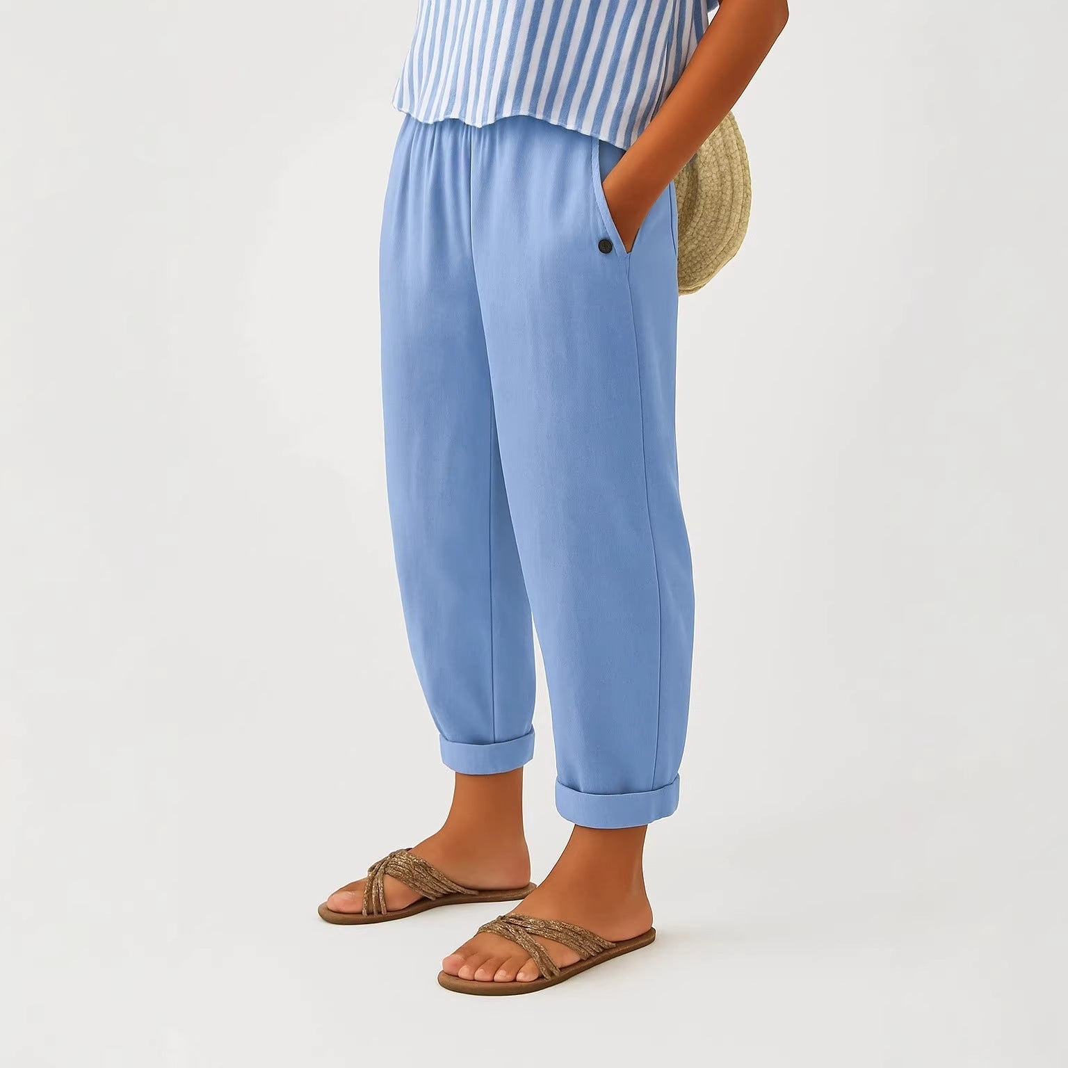 VITTORIA COMO | PANTALONI FUSEAUX IN LINO MISTO DA DONNA