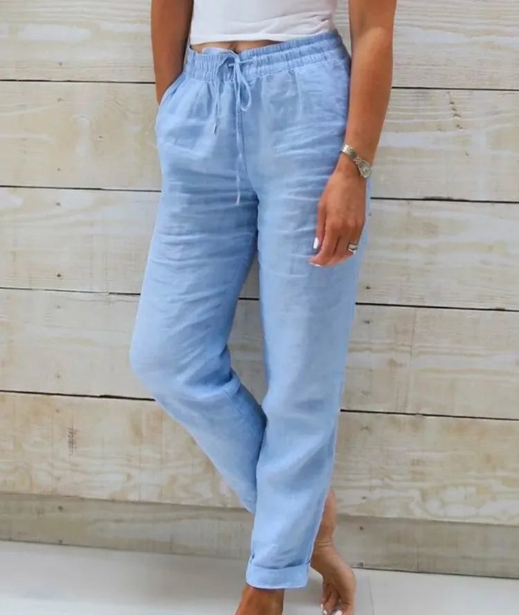 VITTORIA COMO | PANTALONI ESTIVI A VITA ALTA DA DONNA