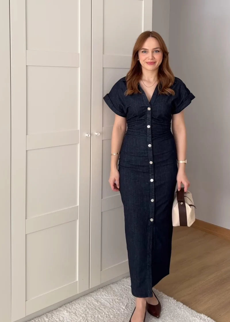 VITTORIA COMO | ABITO MIDI IN DENIM PER DONNA