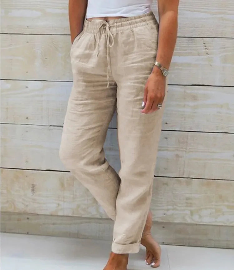 VITTORIA COMO | PANTALONI ESTIVI A VITA ALTA DA DONNA