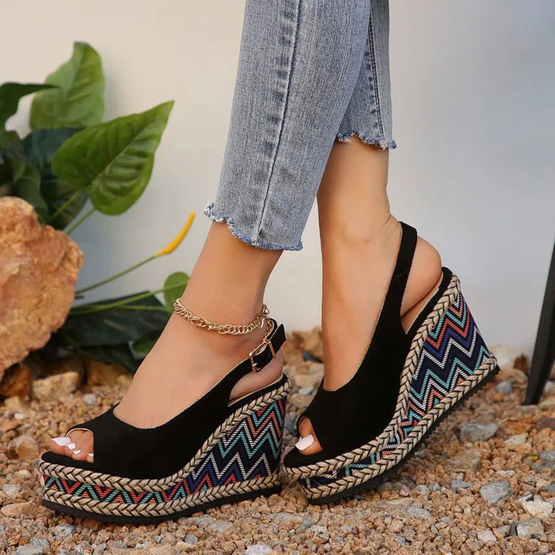 Zelina™ - Sandali con zeppa Boho