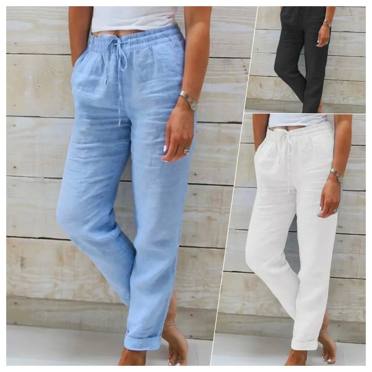 VITTORIA COMO | PANTALONI ESTIVI A VITA ALTA DA DONNA